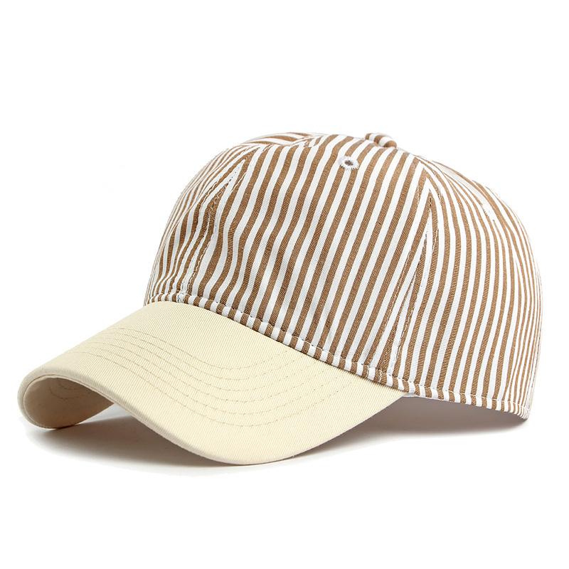 Korean-Style Striped Soft-Top Baseball Cap Casual Versatile Sun-Proof Sports Sun Hat Outdoor Sun Protection Duckbill Cap Adjustable