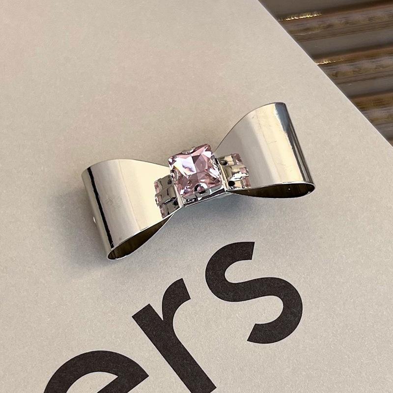 Fashion Luxury Crystal Hairpins Vintage Heart Pink Rhinestone Silver Hair Clips For Women Girls Sweet Barrettes Hair Accessories