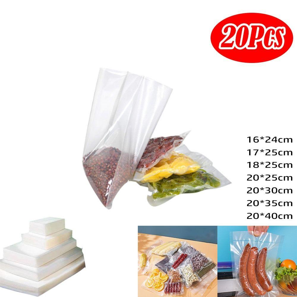 20 Pezzi Sacchetti Sottovuoto Portatili Trasparenti Goffrati Sigillatura a Caldo Congelabili Riscaldabili Sacchetti Conserva Cibo per Sacchetti Sottovuoto per Conservazione Sottovuoto