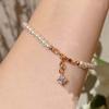 French Vintage Cream White Pearl Bracelet For Women Light Luxury Minimalist Bubble Zircon Stackable Elegant Jewelry