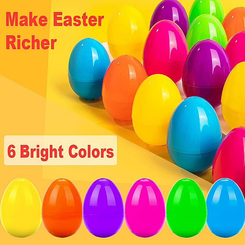 50pcs Fillable Easter Eggs Plastic Empty Eggs Easter Holiday Decoration 2025 DIY Kids Easter Basket Gift Box for Filling Snacks