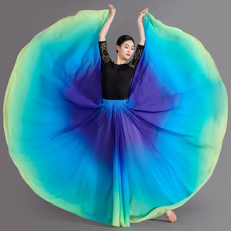 Flowing Long Skirt Gradient Belly Dance Skirt Women Classical Dance Performance Costume Sun Skirt