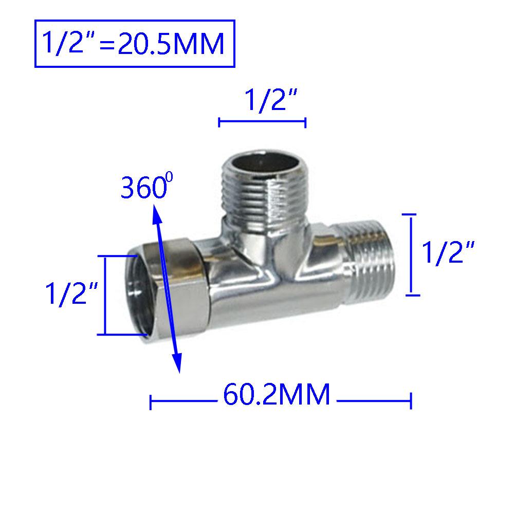 

Brass 1/2 Male Female Thread Tee Connector T Type Plumbing 3 Way Water Splitter Pipe Fitting Coupler Adapter 1Pcs