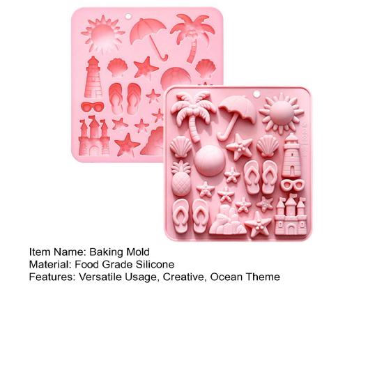 2Pcs Silicone Chocolate Baking Mold Summer Ocean Theme Shell Starfish Conch Jelly Molds Candy Making Supplies
