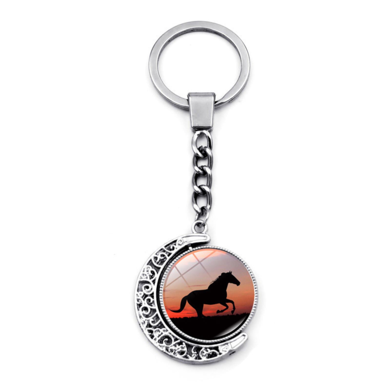 

Year Of Horse Commemorative Keychain/bag Charm, Double-sided Rotating Pendant Key Ring. One Size