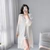 1011 new ice silk suspender nightdress two-piece set with chest pad lace lace sexy pajamas women