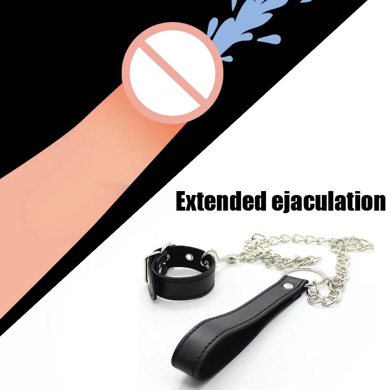 Leather Cock Penis Ring,Ball Stretcher Leash Sack Pull Tug, Chastity CBT Bondage,Sex Toys For Couples