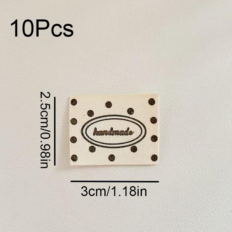 

10 шт. Хлопковая этикетка с отворотом в винтажном стиле, этикетка для одежды, минималистичная бирка для сумки, в горошек, с медведем, тканевая этикетка 3x2,5 см/3,7x3 см