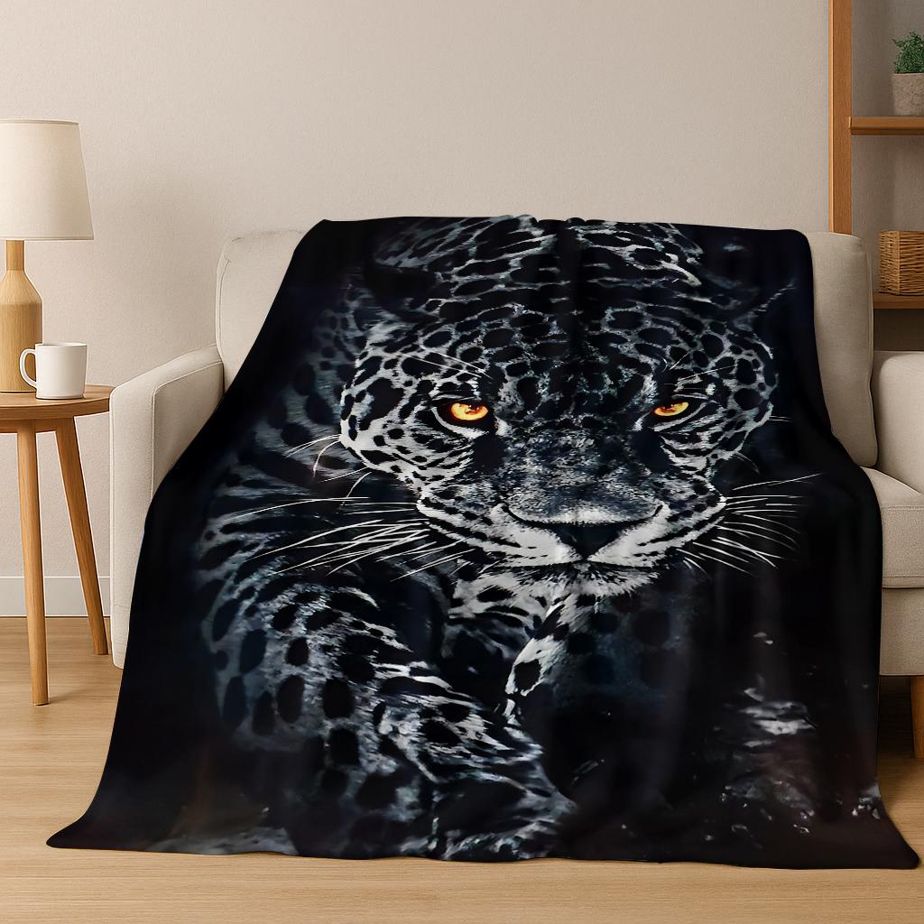 3D Leopard Cheetah Cute Animal Cartoon Flannel Blanket Soft Warm Blanket for Home Bedroom Office Travel Camping Picnic Gift