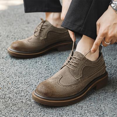 Moda Luxo Masculino Estilo Brogues Britânicos Streetwear Vintage Grosso Plataforma Aumentar Sapatos Casuais de Couro Macio Sapatos Sociais Masculinos