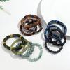 4 Stück Bambusrohr Acryl Elastische Armbänder für Damen Herren Boho Harz Keramik Kreis Ellbogen Perlen Armreif Stapel Schmuckset Geschenk
