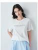 Kostengünstig einschließlich Maulbeerseide: Sommer-Rundhals-T-Shirt mit Buchstabenaufdruck, kurzärmelig, vielseitig, lässig, atmungsaktiv für Damen