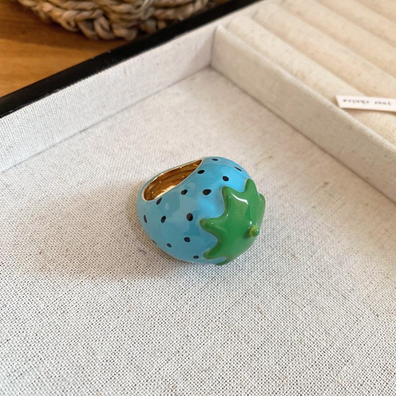 Tropfendes Öl Erdbeere Apfel Ring Persönlichkeit Mode Design Sinn Nische Zeigefingerring Leichter Luxus Hohes Gefühl Ring Frau