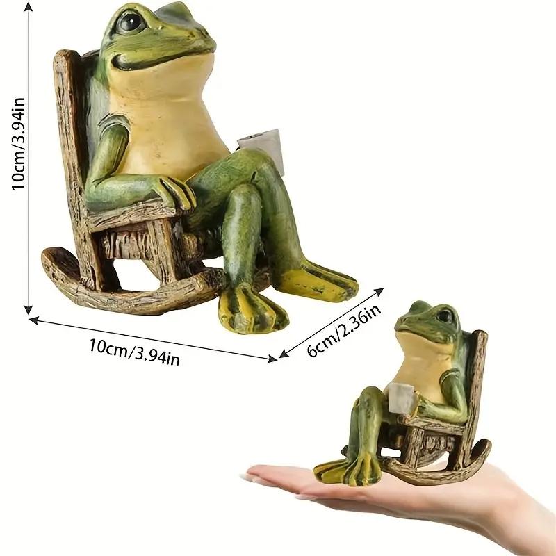 Solar-powered mini frog garden statue resin sculpture Cute Animals Suitable for indoor and outdoor decoration, perfect gift