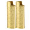 2 Pcs Lighter Case Zinc Alloy Vintage Floral Stamped Classical Elegant Lighter Sleeve Cover Gold