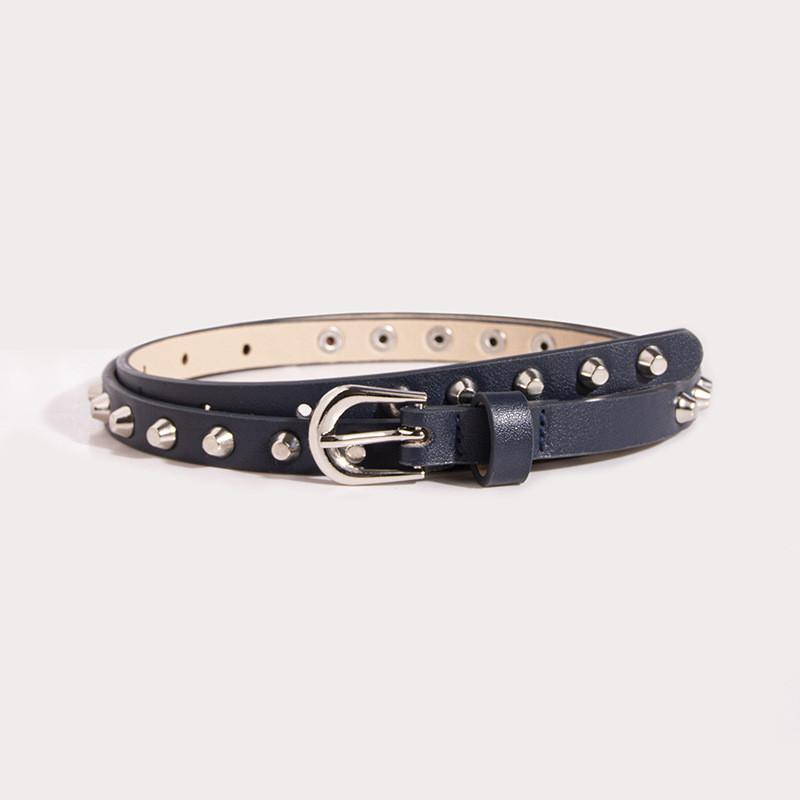 Punk Rock Female Belt With Metal Pin Closure And Dot Pattern For Casual Wear