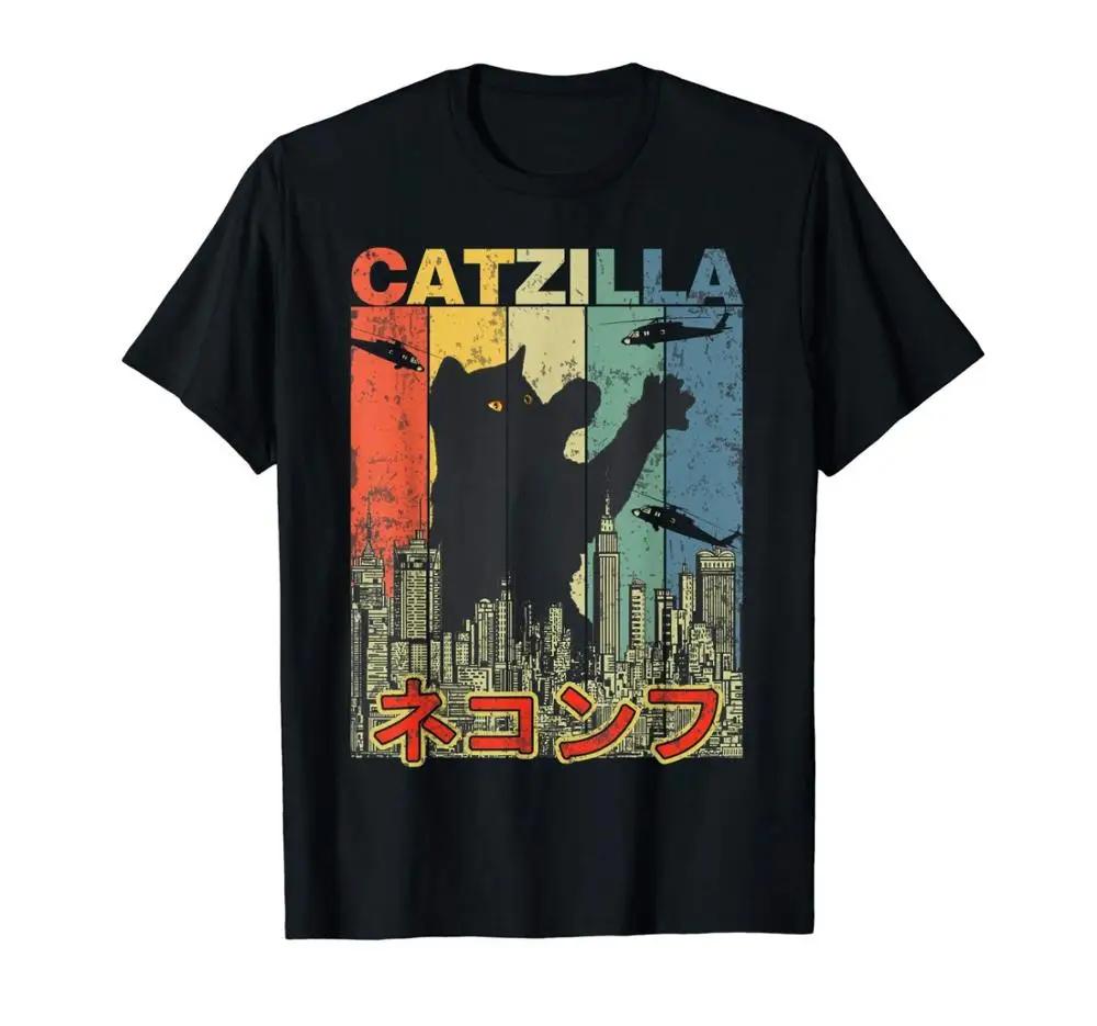 

Vintage Catzilla Poster Funny Cat Lovers Gift T-Shirt 100% Cotton O-Neck Summer Short Sleeve Casual Mens T-shirt Size S-3XL -... S разноцветный