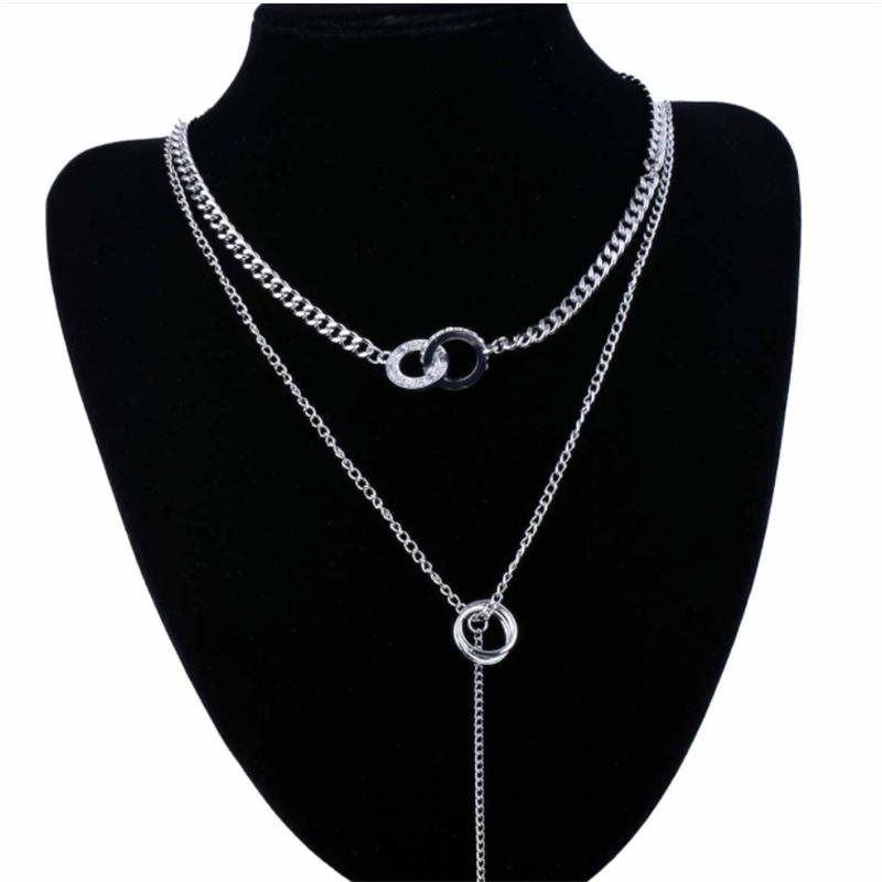 Vintage Double Round Charm Layered Necklace Women's Jewelry Layered Accessories for Girls Gifts Bohemian Fashion Pendant