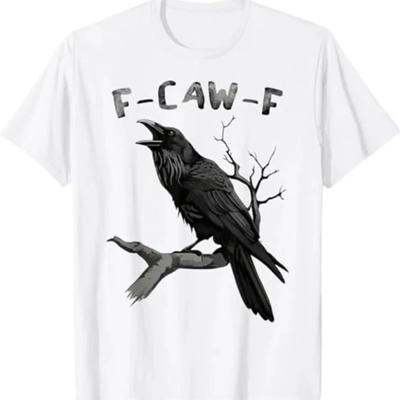 F Caw Funny Black Raven Vintage Crow Sarcastic Humor T Shirt Vintage Washed Homme Soft Stretche