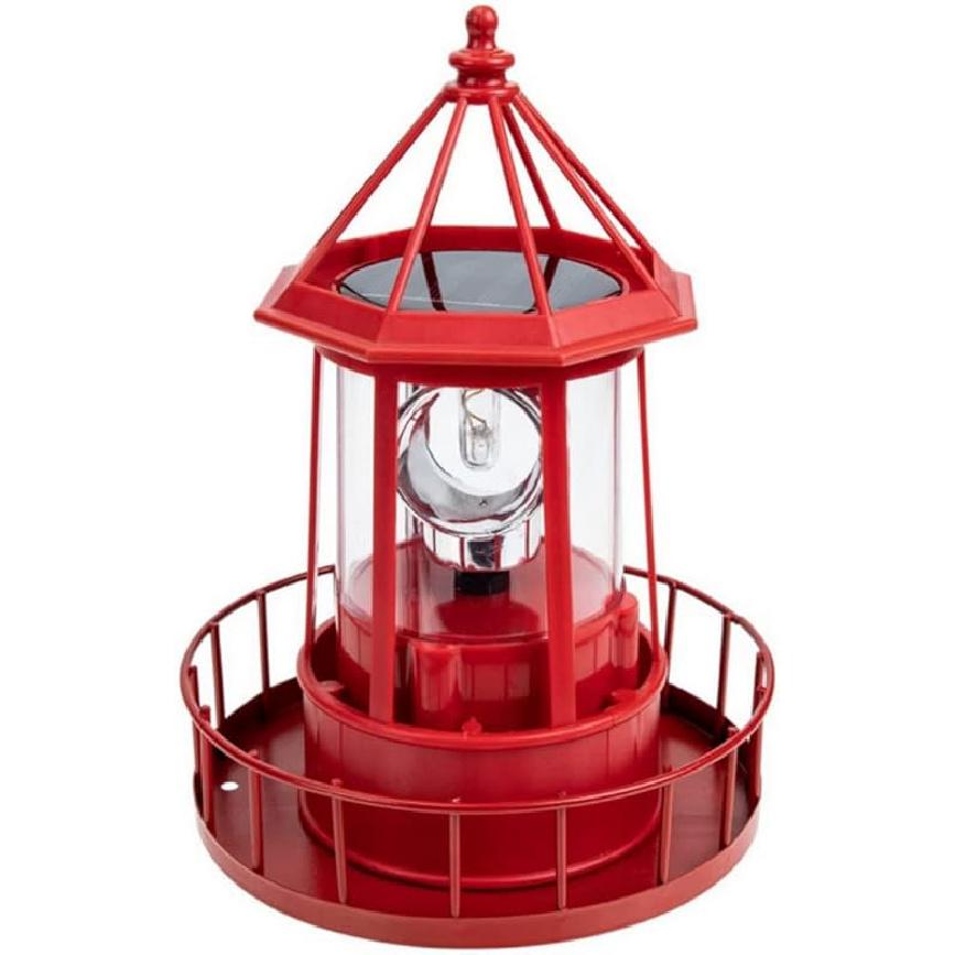 anso Solar Powered LED Rotating Lighthouse Night Light Outdoor Garden Home Decor Lamp (Black)