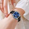 OLEVS Small Analog Quartz Popular Fashionable Wristwatch for Stylish Business Watch with Black Leather Luminous Date Blue Easy To Read Women's Watch,