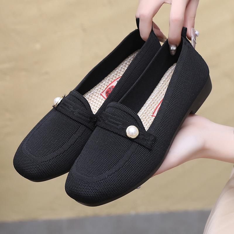 Shoes Women's Spring and Autumn Casual Fashion Women's Single Shoes Flying Weave Breathable Soft Sole Shallow Mouth Flat Women's Shoes