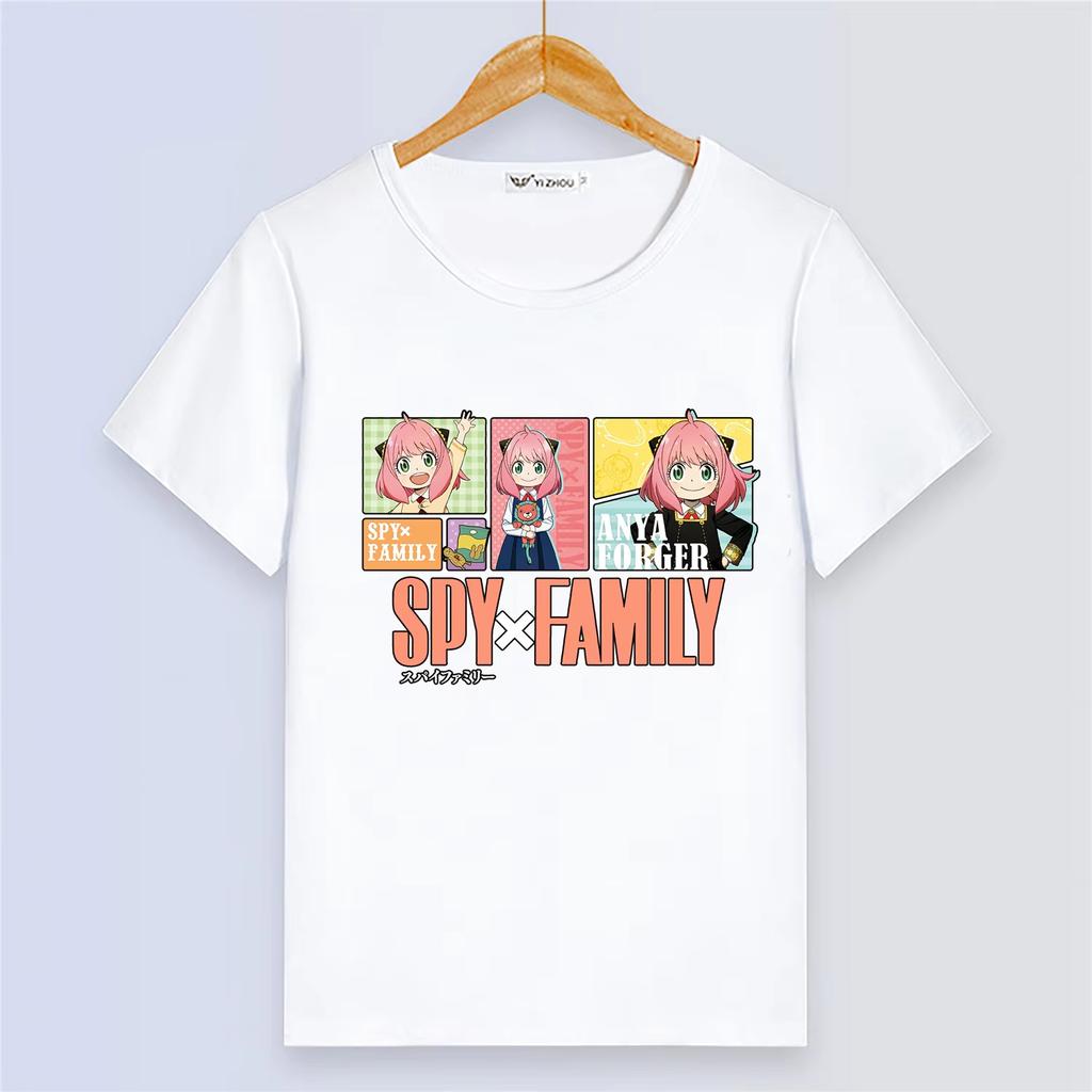 Anime SPY×FAMILY Short Sleeve Digital Print White Summer Plus Size Couple Cute Cartoon T Shirt Harajuku Style Outerwear Women And Men T-Shirt