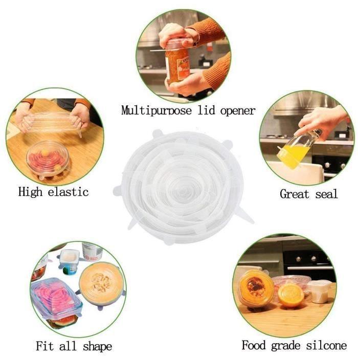 Food Cover - 12pcs - Stretchable Silicone - Reusable - Leak-proof - White