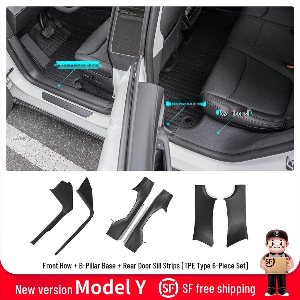 Tesla Model Y Door Sill Scuff Plates - Anti-Step TPE Welcome Pedals