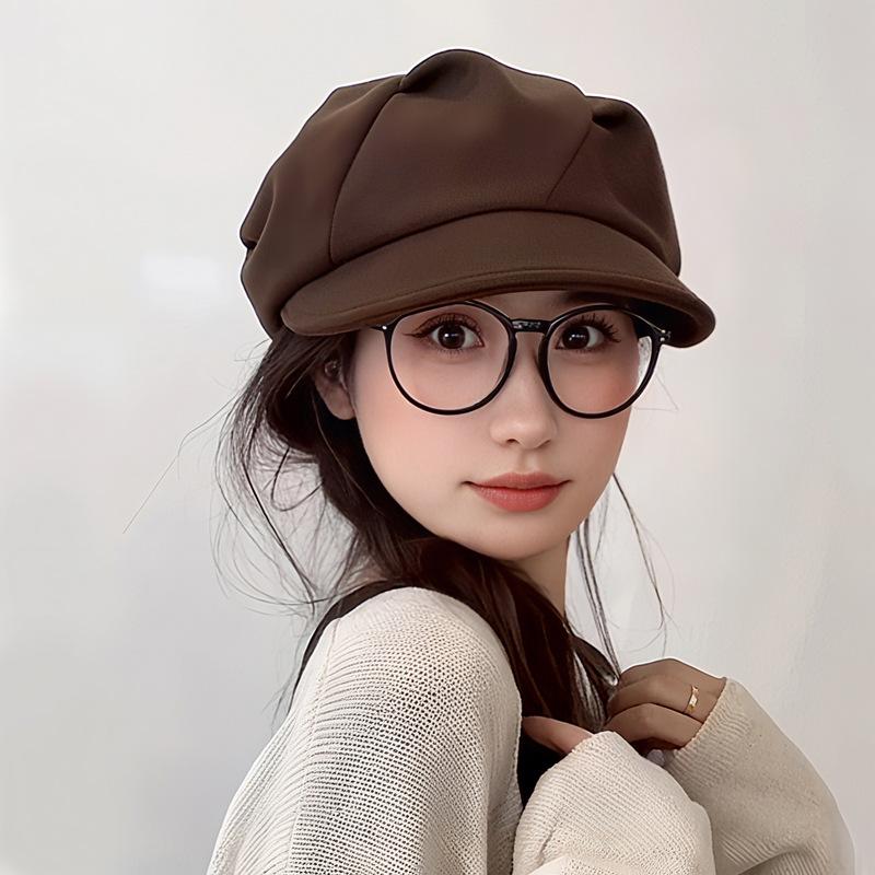 Retro Octagonal Beret Cloud Shaped Women Spring Autumn and Winter Beret Hat Fashion Versatile British College Style Painter Hat