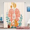 2D Flat Printing  JIT 2pcs   Curtains (Without Rod) Coral Elegance Popular Fashionable Curtains Semi-Sheer Curtains Versatile All