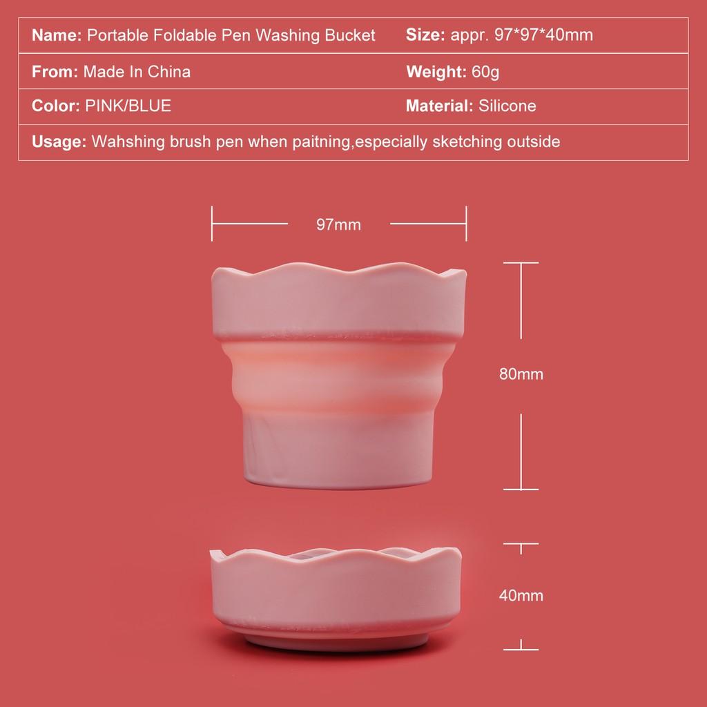 Seamiart Silicone Folding Mini Bucket for Washing Painting Brush Watercolor Drawing Tools Paint Pallette