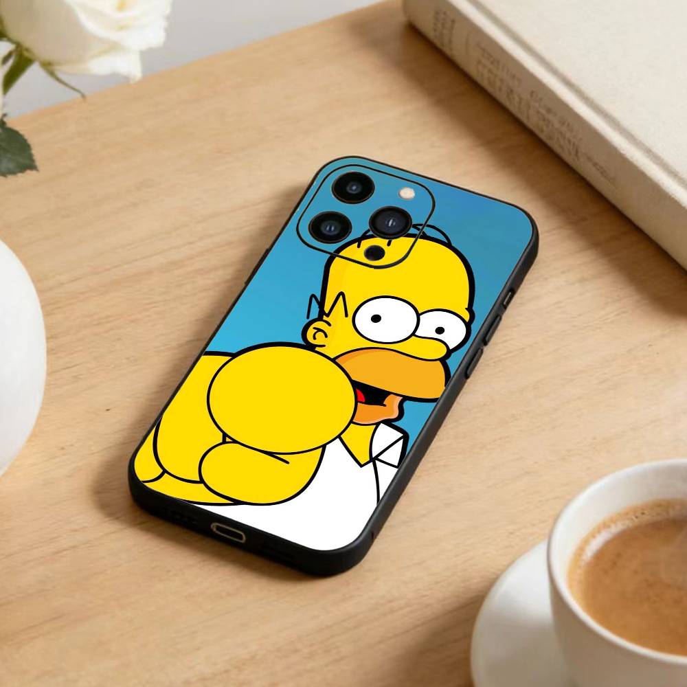 The D-Simpsons Cartoon Phone Case For iPhone 17 16 15 14 13 12 Max Plus Silicone Black Cover