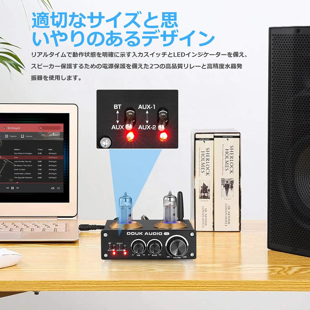 DOUK AUDIO M8 6K4 QCC3003 HiFi Bluetooth Vacuum Tube Desktop Stereo Power Amplifier 50W X 2 5.0 High-Fi