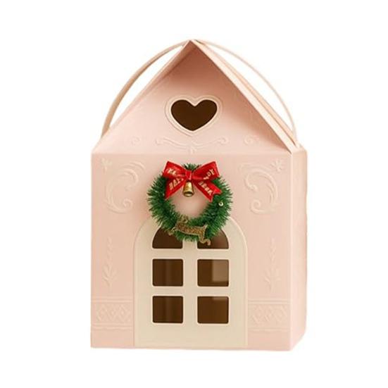 Christmas Cottage Gift Box 3D Pop Up House Boxes Festive Paper Craft with Snowflake Designs Reusable Holiday Packaging for Cookies Candies Small
