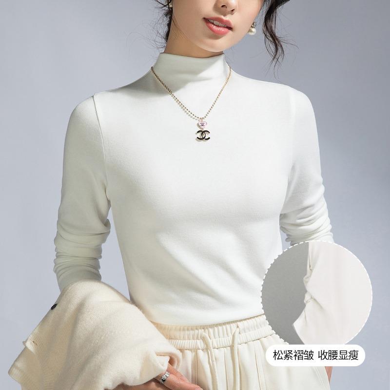 Summer Women's New Worsted Merino Wool Semi-turtleneck Knitted Sweater/long-sleeved T-shirt Women's Machine Washable