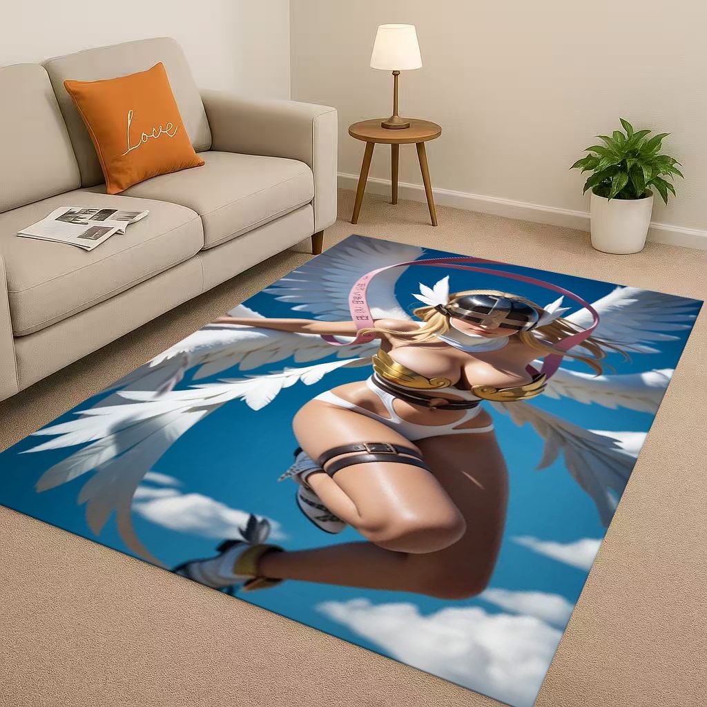 Angewomon Cartoon Digimon Adventure Living Room Non Slip Area Rug Soft Carpet for Bedroom Sofa,Easy Clean Home Doormat Playmat