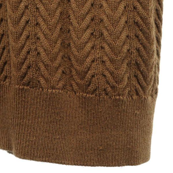 LACOSTE Cotton Blend Long sleeve V neck knit 40 Brown sweater Women Used