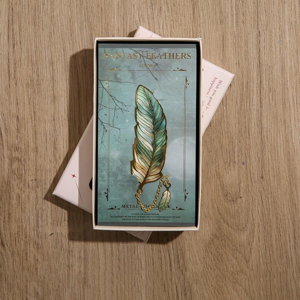 Metal Chain Feather Bookmark Page Clip Pendant Bookmark Aesthetic Vintage Book Clip  Book Lovers