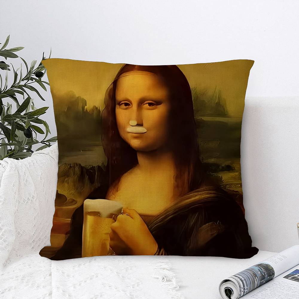 Mona Lisa Śmieszne Spersonalizowane Zdjęcie Tekst Dekoracyjne Poduszki Domowe Prezenty Domowe 45x45cm