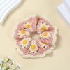 Bohemian Style Knitted Hair Rope Flores Ponytail Hair Band Crocheted Flower Scrunchies  Women