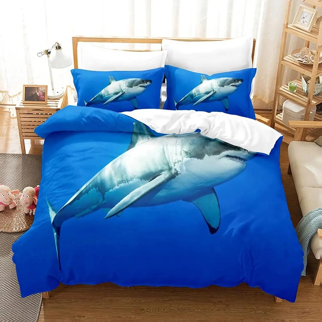 Shark Duvet Cover Set Full Size Queen Size Twin Deep Ocean Animals Bedding Sets for Boys Girls Luxury Soft Comforter Cover Set