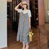 Large Size Women's Cashew Flower Series Fake Two-piece Dress Summer New Short-sleeved Set 262734