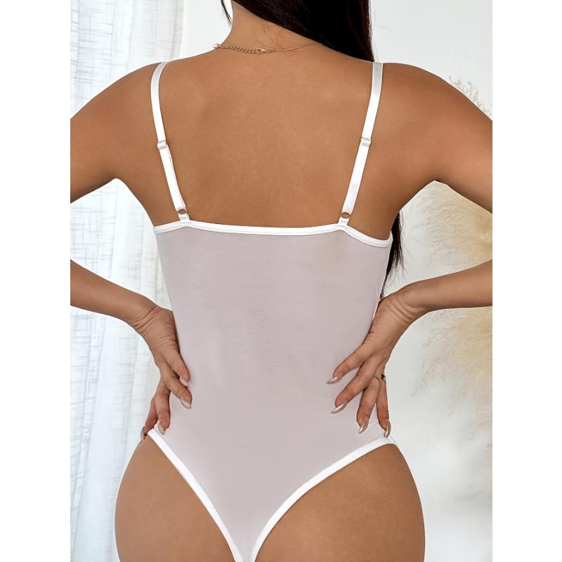 Body Sexy in Pizzo da Donna Scollo a V Design Cut-Out Leggero Traspirante Senza Imbottitura Perfetto per Pigiami o Abbigliamento Casual