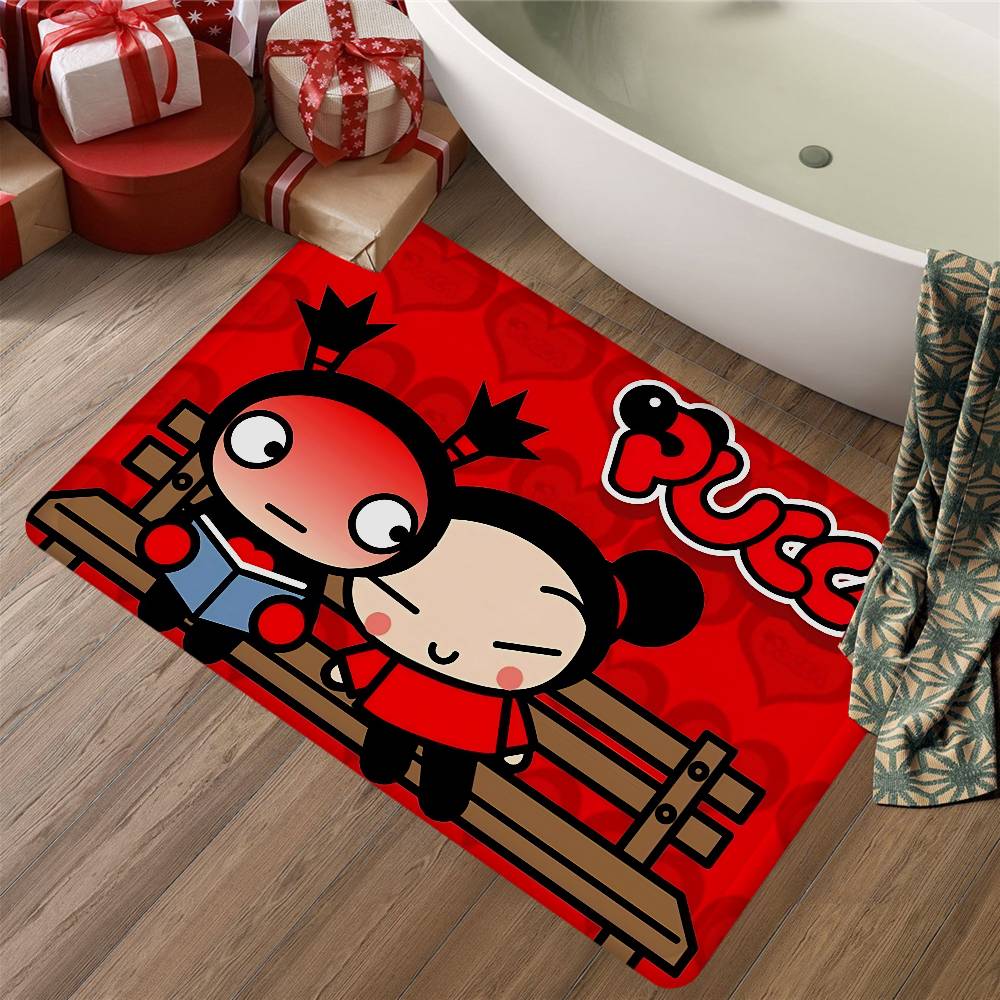 Animation Series P-Pucca Floor Mat INS Style Soft Bedroom Floor House Laundry Room Mat Anti-skid Household Carpets