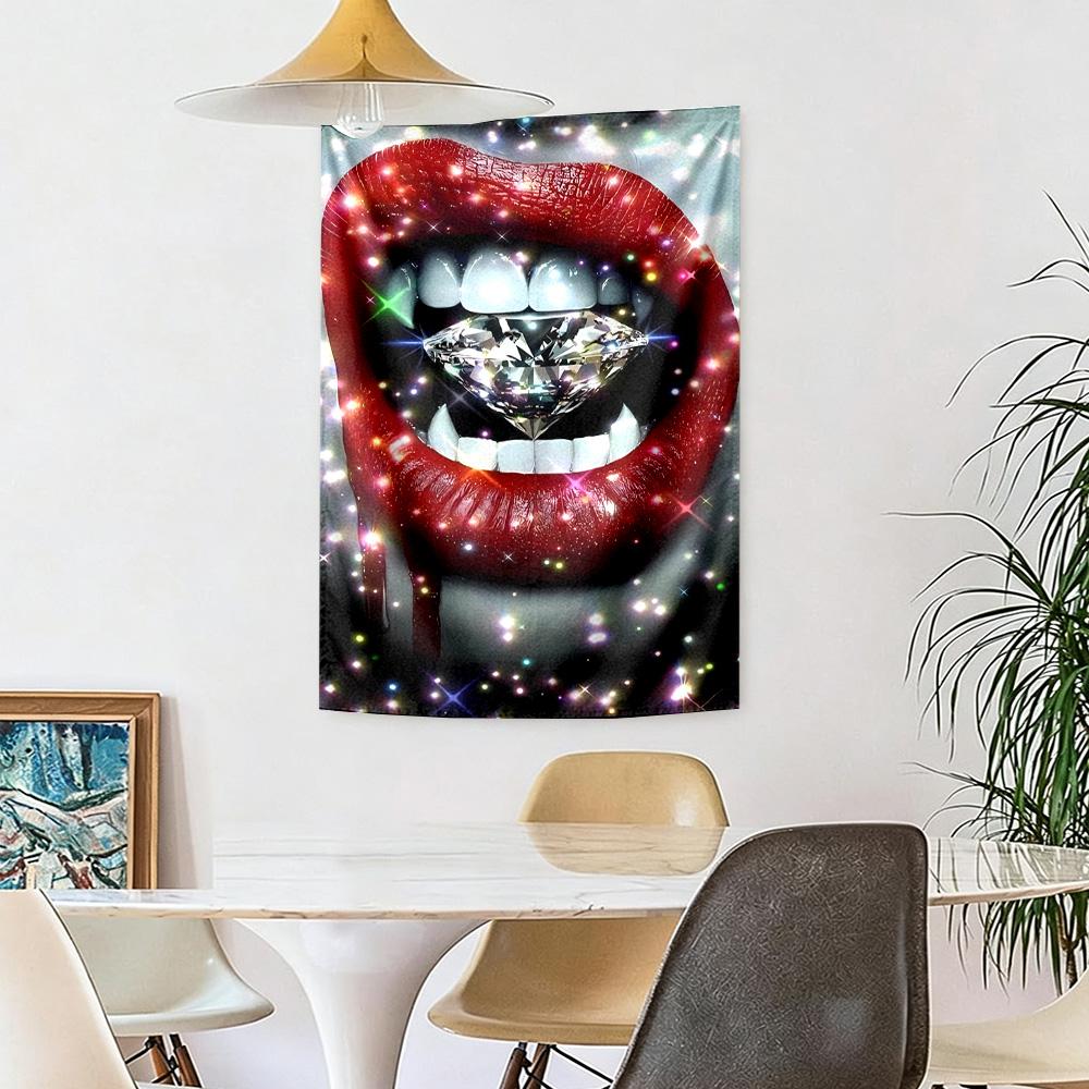 Lips Wall Decor Tapestry Art For Pet Memorial Birthdaywedding Party Backdrop Family Gift