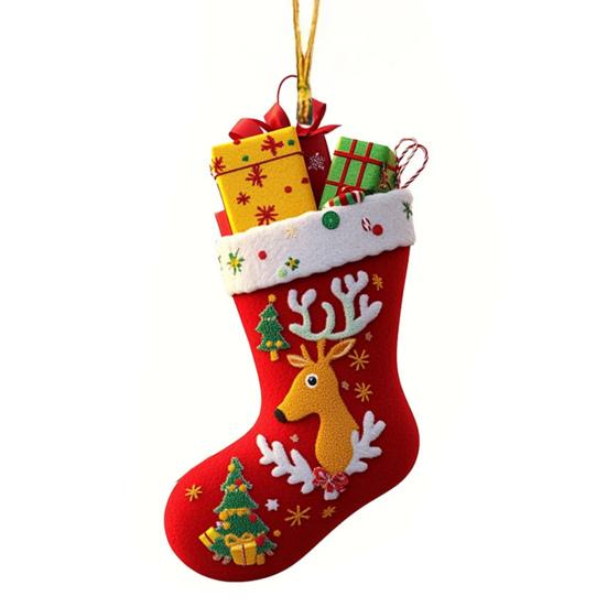 Christmas Socks Santa Claus Red Hanging Ornament Acrylic Decorative Keychain Pendant Xmas Stockings Wall Decoration