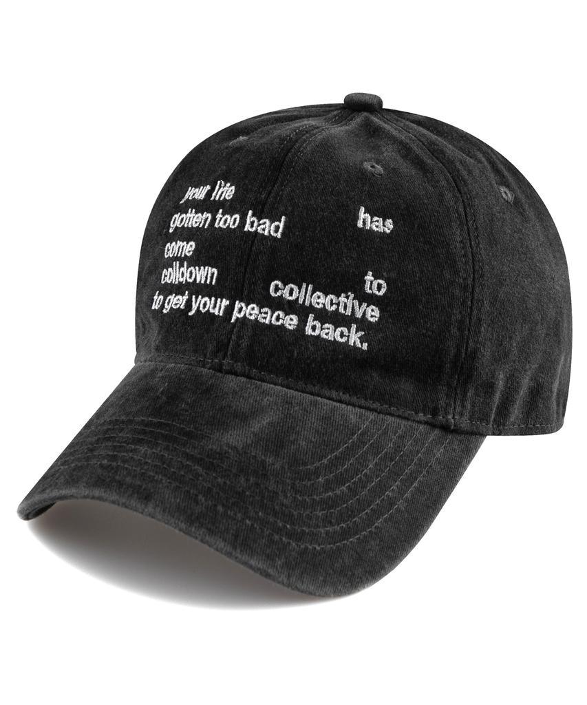 Bichiseuaenkeulim Your Life Stone-Washed Ball Cap-Charcoal