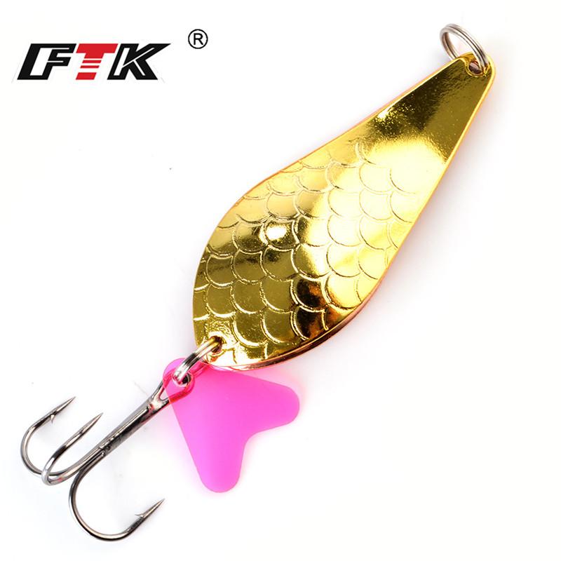 FTK 1PC 8 Farben Löffel Fischerei Köder 21g/27g/35g Mit Drillinge Bass CrankBait löffel Kurbel Köder