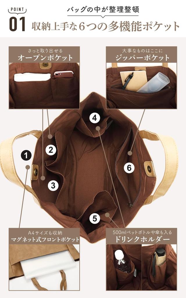 Miwoluna Business-Tasche Groß A4 mit Perfekt für oder als Braunes Kunstleder Damen-Tasche, Fassungsvermögen, Größe, Leicht, Taschen, Pendeln, Schule, Business,